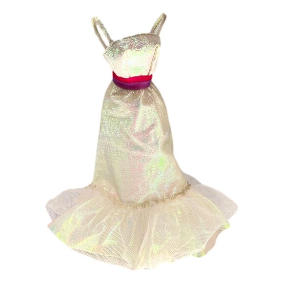 Vintage Barbie Fashion Crystal Barbie Doll Clothing Dress White Taffeta - Picture 1 of 5